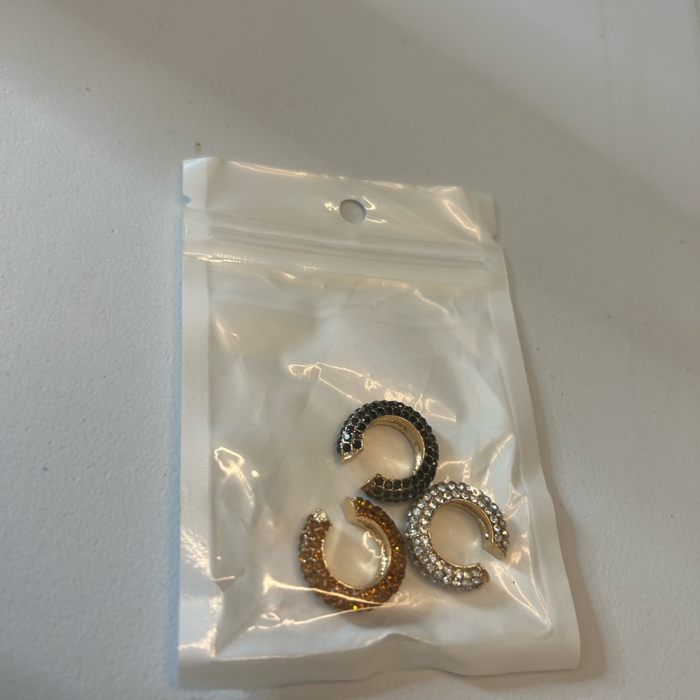 Tri Color Rhinestone ear cuffs